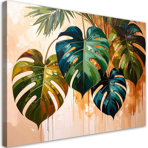 Modernes Bild für das Wohnzimmer oder Schlafzimmer, Monstera Blätter Farbeffekt