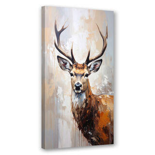 Wandbild für das Wohnzimmer, Porträt Hirsch Natur Tiere Beige