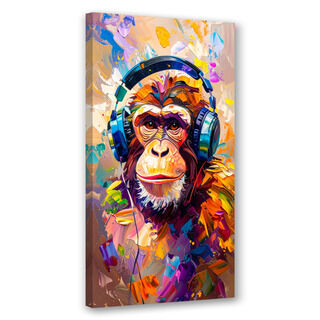 Jugendbild für das Wohnzimmer, Bunter DJ-Affe mit Kopfhörern