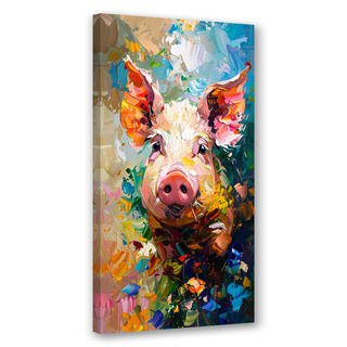 Leinwandbild für die Küche Wohnzimmer, Buntes Schwein Ölfarbe