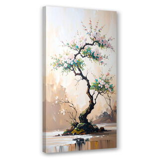 Bild für Wohnzimmer Küche Canvas, Bonsai-Baum Weiße Blumen Zweige