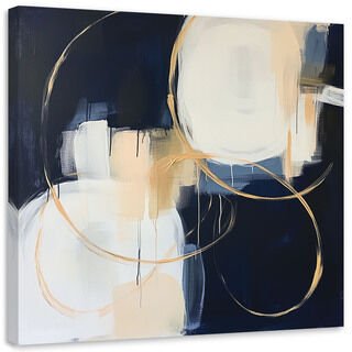 Leinwandbild, Abstrakt blau gold wie gemalt
