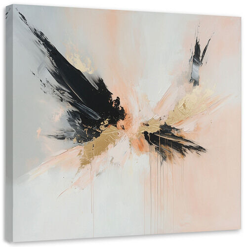 Bild, Moderne Abstrakt Flecken schwarz gold beige