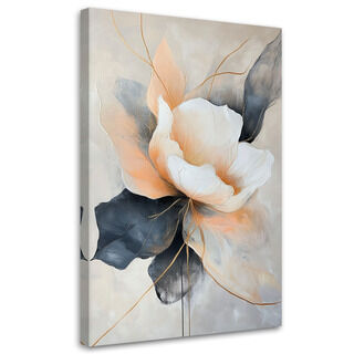 Bild für das Wohnzimmer, Abstrakte Blume in Beige und Grau