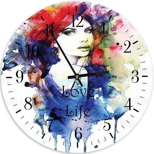 Wanduhr, Liebe Leben Aquarell