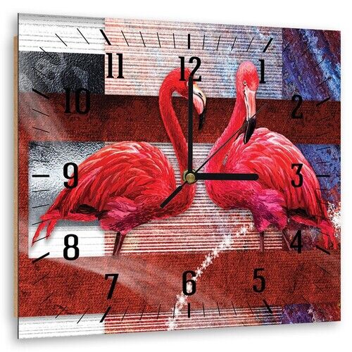 Wanduhr, Flamingo-Paar