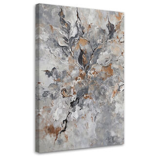 Leinwandbild, Abstraktes Botanik-Graugold - (40x60)