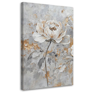 Leinwandbild, Rose Blume Silber Gold - (70x100)