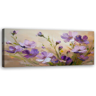 Leinwandbild, Blumen Lila Pflanzen Natur - (90x30)