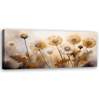 Leinwandbild, Gebläsepflanzen Blumen auf beigem Hintergrund - (90x30)