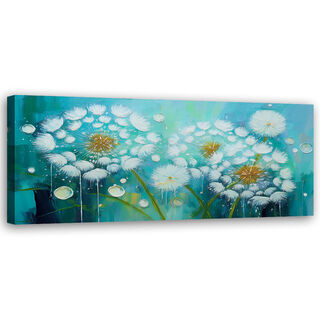 Leinwandbild, Gebläsepflanzen Blumen Türkis - (150x50)