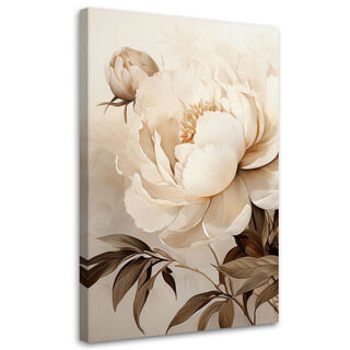 Leinwandbild, Pfingstrosen Blumen in Beige - (80x120)