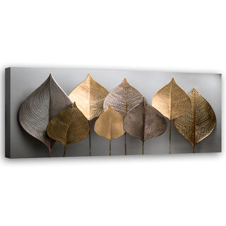Leinwandbild, Minimalismus Blattgold abstrakt - (120x40)