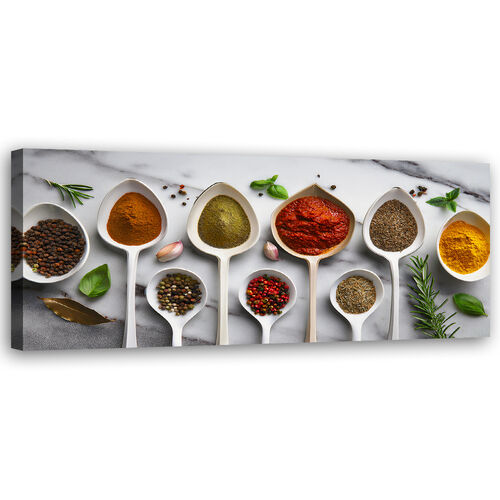 Leinwandbild, Aromatische Küchengewürze - (120x40)