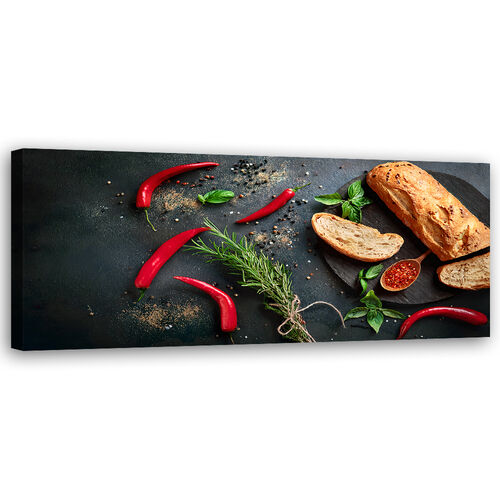Leinwandbild, Lebensmittelgewürze für die Küche - (90x30)