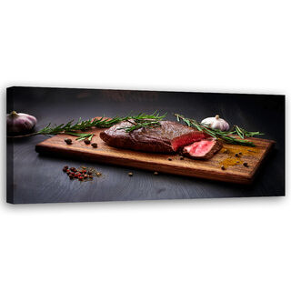 Leinwandbild, Steak-Fleisch-Essen für die Restaurantküche - (150x50)