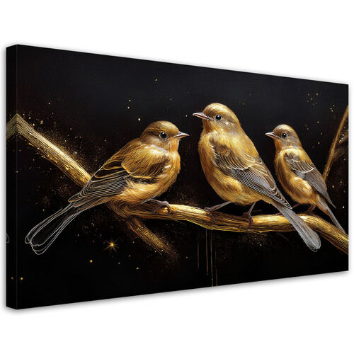 Leinwandbild, Vögel Tiere Gold - (80x40)