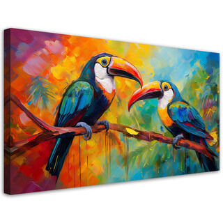 Leinwandbild, Tukan bunte tropische Vögel - (80x40)