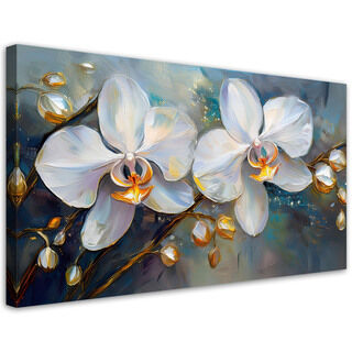 Leinwandbild, Orchideen weiße Blumen - (80x40)