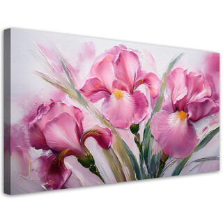 Leinwandbild, Iris rosa bemalte Blumen - (120x60)