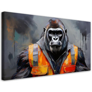 Leinwandbild, Gorilla-Arbeiter-Abstraktion - (80x40)