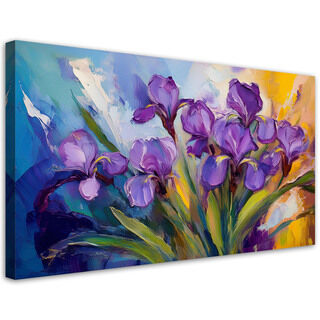 Leinwandbild, Lila Pastell-Iris-Blumen - (80x40)