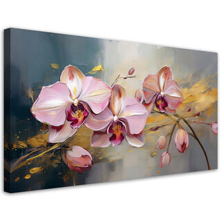 Leinwandbild, Rosa Orchideen-Blumen-Glamour - (120x60)