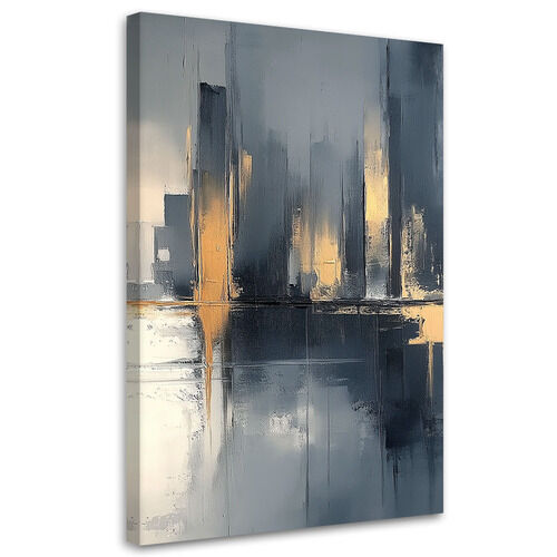 Leinwandbild, Schwarz-goldene Zusammenfassung - (40x60)