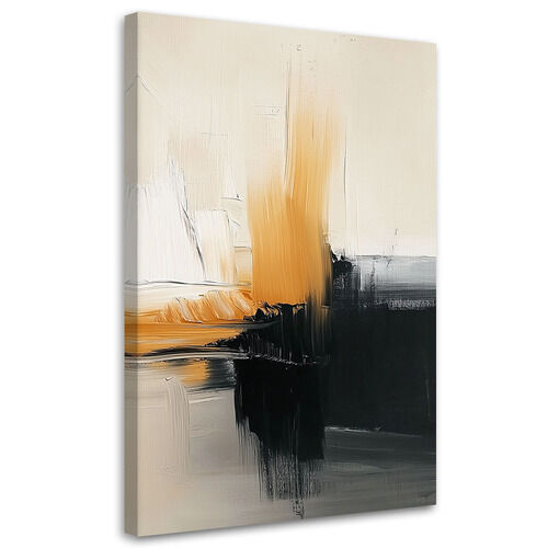 Leinwandbild, Schwarz-goldene Glamour-Abstraktion - (80x120)