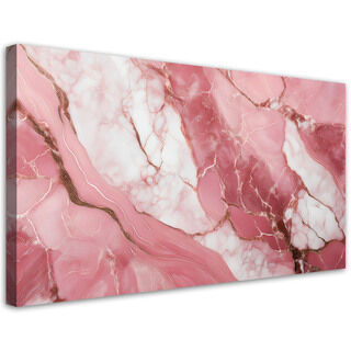 Leinwandbild, Rosa Marmorstein-Goldelemente - (80x40)