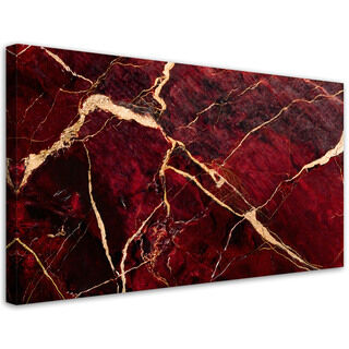 Leinwandbild, Roter Marmor mit goldenem Loft-Stil - (80x40)