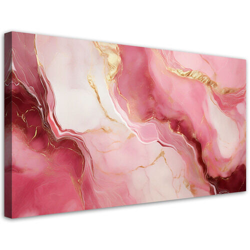Leinwandbild, Rosa Marmorstein-Goldelemente - (120x60)