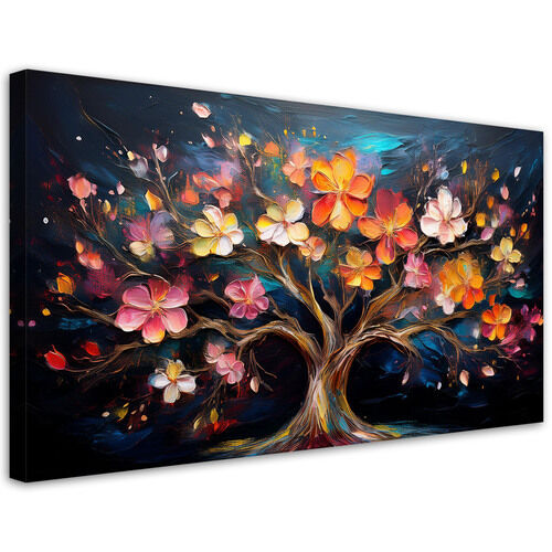 Leinwandbild, Bunter Baum der Lebensabstraktion - (80x40)