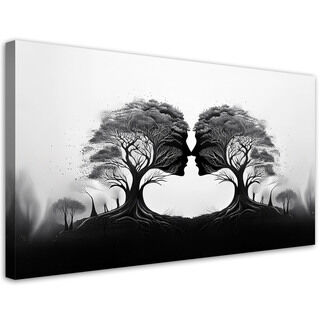 Leinwandbild, Baumkuss Schwarz & Weiß - (80x40)