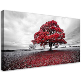 Leinwandbild, Rote Baumlandschaft - (120x60)