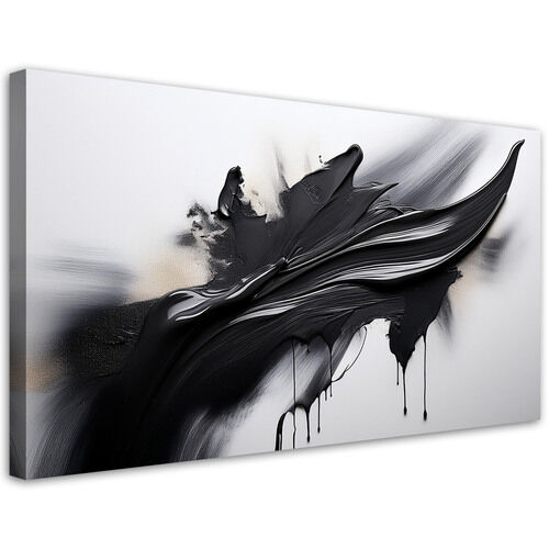 Leinwandbild, Schwarz-Weiß-Abstraktion 3D-Effekt - (120x60)
