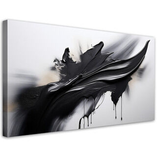 Leinwandbild, Schwarz-Weiß-Abstraktion 3D-Effekt - (80x40)