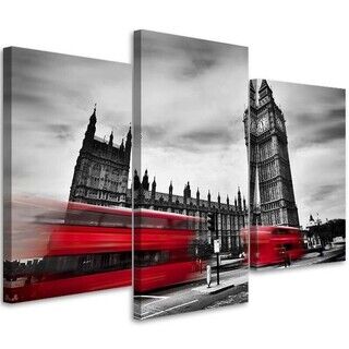 Dreiteiliges Wandbild, Busse in London