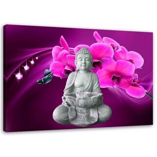 Wandbilder, Buddha mit Diamanten und rosa Orchidee