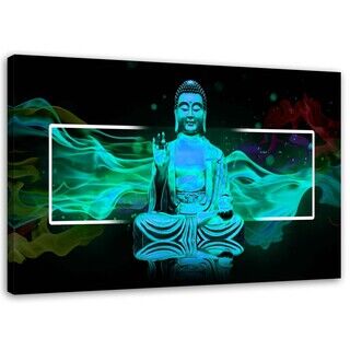 Wandbilder, Meditierende Buddha-Figur - blau