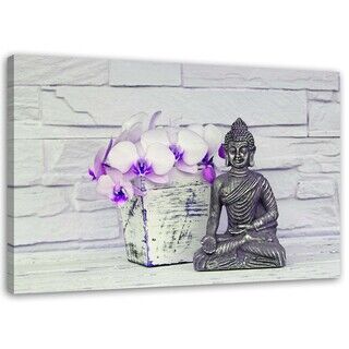 Wandbilder, Buddha violettes Blumenbouquet