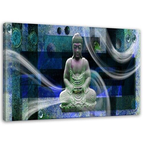 Wandbilder, Buddha-Statue abstrakt blau