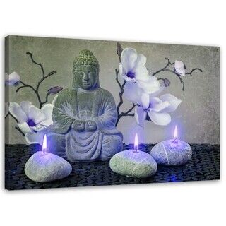 Wandbilder, Buddha mit Orchideen und Kerzen