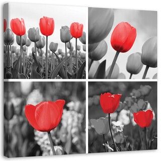 Wandbilder, Rote Tulpenblumen Collage