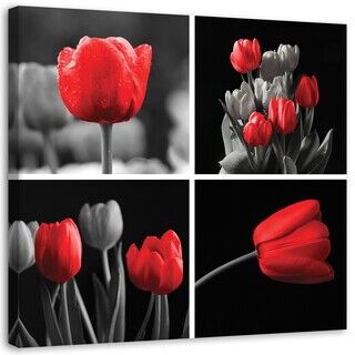 Wandbilder, Set aus roten Tulpen