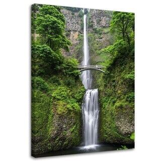 Wandbilder, Brücke über eine Wasserfalllandschaft