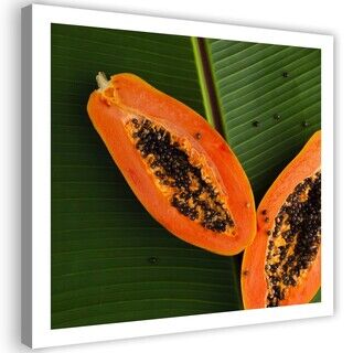 Wandbilder, Papaya auf einem Blatt