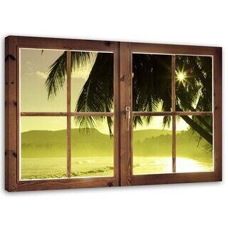 Wandbilder, Fenster - Meer und Palme