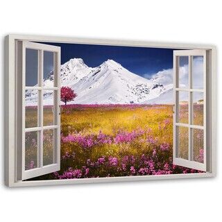 Wandbilder, Fenster - verschneite Berge