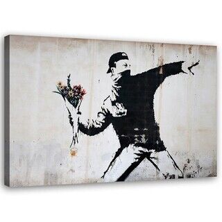 Wandbilder, Banksy Hooligan, der einen Blumenstrauß wirft